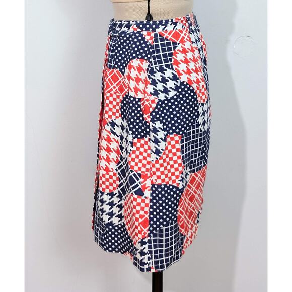 60s Blue/Red Patchwork Skort - Picture 3 of 7